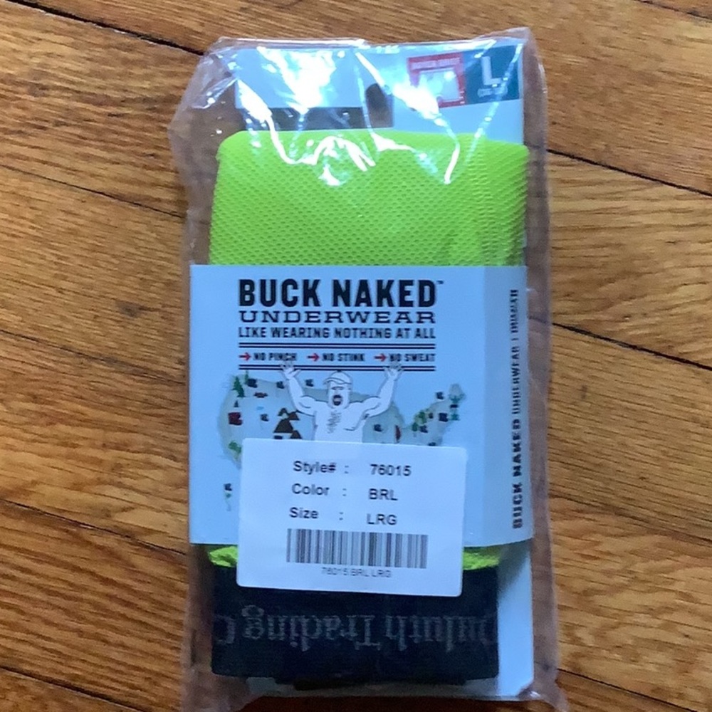 Buck Naked Brief Underwear, Large, Duluth Neon Green